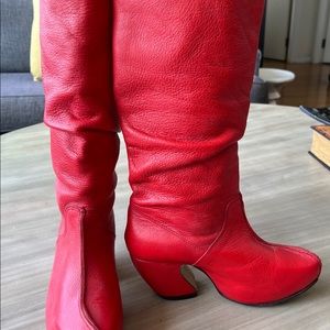 John Fluevog red leather boots